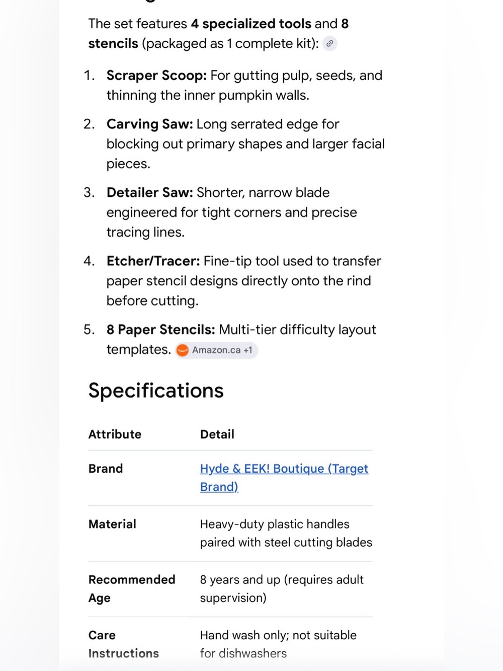 $5 Add-on | Halloween Pumpkin Carving Knife & Tool Set - Picture 5 of 14